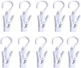 img 4 attached to Wenplus Swivel Hanging Hooks - 10 PCS Super 🧺 Strong Plastic Laundry Clips & Clothes Pins - 4.3inch, White