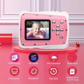 img 3 attached to 📷 Fun and Waterproof Kids Camera with 2.0 Inch LCD Display, 21MP HD Digital Camera for Children - Includes 32G Micro SD Card and Float Strap (Pink)