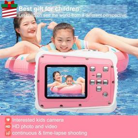 img 2 attached to 📷 Fun and Waterproof Kids Camera with 2.0 Inch LCD Display, 21MP HD Digital Camera for Children - Includes 32G Micro SD Card and Float Strap (Pink)