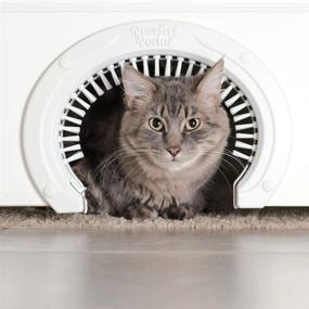 img 4 attached to Optimal Cat Door with Integrated Grooming Brush - Spacious Access for Adult Cats 🐱 up to 20 Lbs - Effortless Installation, Detailed Instructions, Secure Screws & Screw Caps Included