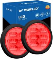 🚦 wf 4 inch round led trailer tail lights: waterproof 2pcs 36leds brake stop turn marker lights for truck trailer rv boat bus logo