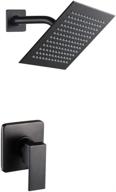 🚿 premium pop matte black shower faucet set: complete bathroom rainfall shower system with stainless steel metal showerhead, single function shower trim kit and rough-in valve logo