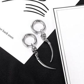 img 2 attached to JOLCHIF Personalized Hoop Dangle Earrings: Stylish Stainless Steel Earrings for Women and Men, Perfect Halloween Jewelry Gifts