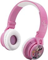 ekids minnie mouse kids bluetooth headphones: volume reduced foldable wireless headphones with mic & aux cord - perfect for school, home, or travel logo