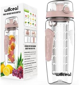 img 2 attached to 32oz Willceal Fruit Infuser Water Bottle - Durable, Large Size - BPA Free Tritan, Flip Lid, Leak Proof Design - Ideal for Sports, Camping