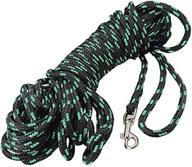 🐾 dogs my love extra long nylon rope leash: ideal training lead for small and medium dogs - 15ft, 30ft, 45ft, and 60ft options - black with green логотип