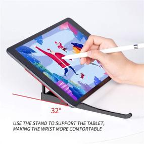 img 1 attached to Adjustable Aluminum Laptop Stand Riser - Ergonomic Foldable Portable Desktop Holder for MacBook, iPad, HP, Dell, Lenovo & More (10-15.6 Inch Laptops) - Black