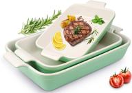 🥘 toptier ceramic baking dish set: 3-piece casserole dish set for easy oven-to-table serving in light green color logo