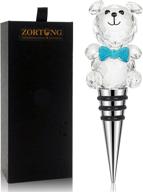 🐻 zortung crystal bear wine stoppers: sparkling, cute, and handmade decorative craft for fresh red wine – silicone saver plug included – perfect birthday and holiday gift (blue) логотип