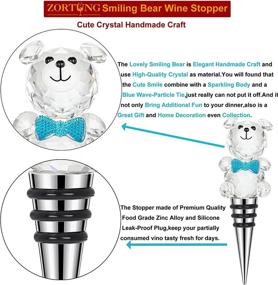 img 3 attached to 🐻 ZORTUNG Crystal Bear Wine Stoppers: Sparkling, Cute, and Handmade Decorative Craft for Fresh Red Wine – Silicone Saver Plug Included – Perfect Birthday and Holiday Gift (Blue)