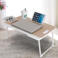 charmdi laptop desk: portable bed tray table with handle, side drawer - yellow logo