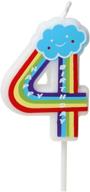 🎂 children's cute birthday cake candle - rainbow number 0-9 - party cake decoration (number 4) logo
