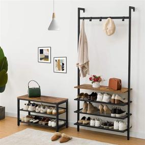 img 1 attached to HOOBRO Industrial Hall Tree Coat Rack Shoe Rack with 5 Movable Hooks – 4 Tier Storage Shelf Organizer for Hallway, Living Room – Easy Assembly, Stable & Durable (BF76XJ01)