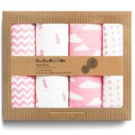 🍼 мягкие муслиновые пелёнки из чистого хлопка - 4 штуки в упаковке, дышащие, универсальные пелёнки для младенцев в розово-белых дизайнах - многоразового использования, экстра-большие муслиновые пелёнки - 47 x 47 дюймов. логотип