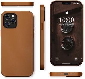 img 2 attached to SURPHY Faux Leather Case for iPhone 12 Pro Max 6.7 inches, Premium Cover with Metallic Buttons & Microfiber Lining, Compatible with iPhone 12 Pro Max (Brown)