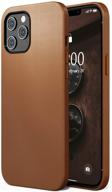 surphy faux leather case for iphone 12 pro max 6.7 inches, premium cover with metallic buttons & microfiber lining, compatible with iphone 12 pro max (brown) logo