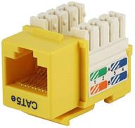 🔌 high-quality yellow monoprice cat5e keystone jack for punch down connections (105377) logo
