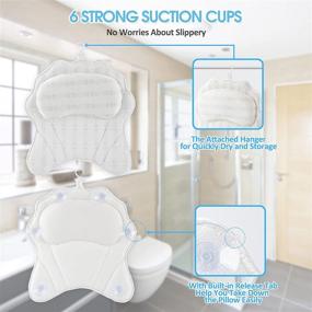 img 1 attached to Bathif Bath Pillow: Neck and Back Support for Soaking Tubs, with 3D Comfty Quick 🛀 Dry Fabric, 6 Non-Slip Suction Cups - Perfect Shower Pillow for Hot Tubs, Bathtubs, and Home Spa