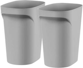 img 4 attached to 🗑️ IRIS USA 6 Gallon 2-Piece Gray Plastic Trash Can, Wastebasket Set for Bathroom, Kitchen, Bedroom - 2 Pack