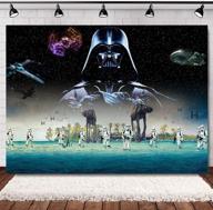 star wars galactic vinyl photography backdrop: ideal for baby showers and boys' birthday party decorations - capture the magic of the black star galaxy - studio props and supplies - 5x3ft banner logo