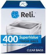 🗑️ reli 2-4 gallon small clear trash bags (400 count) - office, bulk garbage bags for 2 gal - 3 gal - 4 gal logo