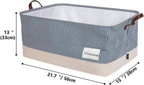 img 2 attached to 🧺 DOKEHOM 22-Inch XL Navy Blue Storage Basket with Lid, Drawstring Canvas Underbed Storage, Collapsible Laundry Hamper for Clothes