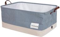 🧺 dokehom 22-inch xl navy blue storage basket with lid, drawstring canvas underbed storage, collapsible laundry hamper for clothes logo