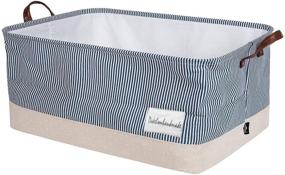 img 4 attached to 🧺 DOKEHOM 22-Inch XL Navy Blue Storage Basket with Lid, Drawstring Canvas Underbed Storage, Collapsible Laundry Hamper for Clothes