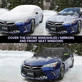 img 3 attached to 🚗 PVG Car Windshield Snow Cover - Waterproof Windproof Half Car Cover for Front Windscreen - Frost Defense Protection - Extra Large Winter Cover for Most Car/SUVs