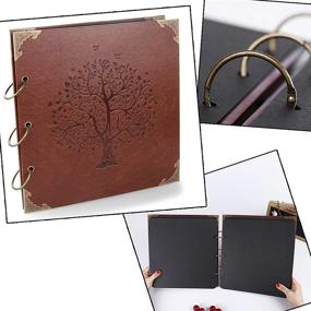 img 3 attached to 📸 Vintage Leather DIY Scrapbook: ADVcer Photo Album (10x10 inch, 50 Pages) with 9 Color 408pcs Self Adhesive Photos Corners - Preserve Your Memories with this Three-Ring Binder Family Picture Booth