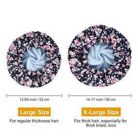 img 3 attached to 🚿 Luxury Waterproof Reusable Shower Cap for Women: Extra Large, Microfiber Terry Lined with Dry Hair Function, Adjustable & Perfect for Long Hair