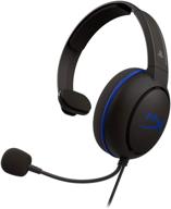 🎧 official playstation licensed hyperx cloud chat headset for ps4 - crystal clear voice chat, enhanced 40mm driver, advanced noise-cancellation microphone, pop filter, easy audio control, lightweight & reversible design logo