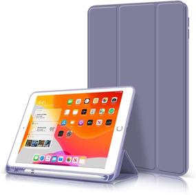 img 4 attached to 📱 KenKe iPad 10.2-Inch Case (2021/2020/2019) with Pencil Holder - Purple: Slim Lightweight TPU Back Smart Cover