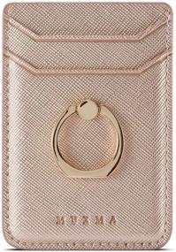 img 4 attached to 📱 Phone Card Holder with Ring Grip, Adhesive Stick-On Credit Card Wallet Pocket for iPhone, Android, and Smartphones