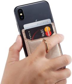 img 2 attached to 📱 Phone Card Holder with Ring Grip, Adhesive Stick-On Credit Card Wallet Pocket for iPhone, Android, and Smartphones