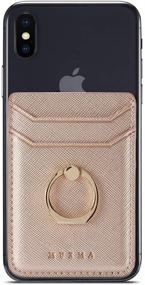 img 1 attached to 📱 Phone Card Holder with Ring Grip, Adhesive Stick-On Credit Card Wallet Pocket for iPhone, Android, and Smartphones