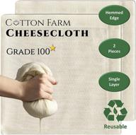 🧀 premium quality cheesecloth - grade 100 cotton farm, ultra fine, unbleached, hemmed edge, reusable and washable; double or single layer - 100% cotton (2 pieces - single layer) logo