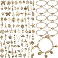 📿 10-piece stainless steel gold chain bracelets with 100-piece mixed metal pendant charms – perfect for diy necklace & bracelet making supplies logo