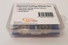 img 1 attached to 545 Diamond Cutting Wheel Set (22mm) - 25pcs with 402 Mandrel (3mm) - 5pcs and Screwdriver: Ideal for Rotary Tools