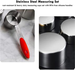 img 1 attached to 🍽️ VOJACO Red Stainless Steel Measuring Cups and Spoons Set - 10-Piece Metal Measure Cups for Kitchen Cooking and Baking - Dry and Liquid Food Measurement Tools