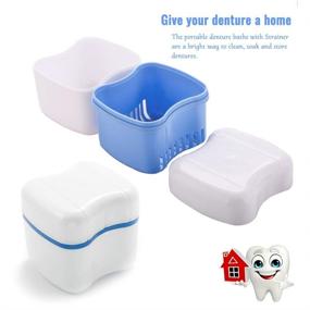 img 3 attached to Denture Bath Case: Convenient European Style Denture Box Cup for Soaking, Rinsing, and Storage - Includes 2 Cases, One Brush, and Disposable Toothbrush - Ideal Travel Kit for Denture Care