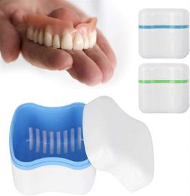 img 1 attached to Denture Bath Case: Convenient European Style Denture Box Cup for Soaking, Rinsing, and Storage - Includes 2 Cases, One Brush, and Disposable Toothbrush - Ideal Travel Kit for Denture Care