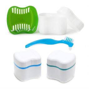 img 2 attached to Denture Bath Case: Convenient European Style Denture Box Cup for Soaking, Rinsing, and Storage - Includes 2 Cases, One Brush, and Disposable Toothbrush - Ideal Travel Kit for Denture Care