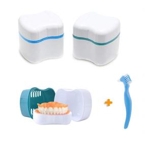 img 4 attached to Denture Bath Case: Convenient European Style Denture Box Cup for Soaking, Rinsing, and Storage - Includes 2 Cases, One Brush, and Disposable Toothbrush - Ideal Travel Kit for Denture Care