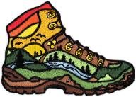 winks for days hiked it liked it hiking boot patch - iron-on embroidered detail logo