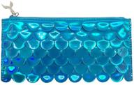 🧜 bewaltz holographic scales silver pencil pouch - stylish zippered pen case for students, office & school supplies - mermaid tail zipper accent - blue logo