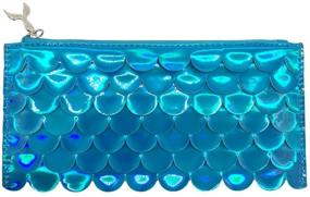 img 2 attached to 🧜 Bewaltz Holographic Scales Silver Pencil Pouch - Stylish Zippered Pen Case for Students, Office & School Supplies - Mermaid Tail Zipper Accent - Blue