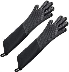 img 4 attached to 🧤 Premium Extra Long Silicone Oven Mitts - Superior Heat Resistance, Quilted Liner, 1 Pair