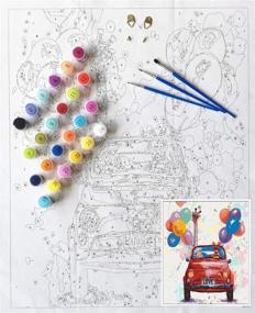 img 3 attached to 🎈 SYNHOK DIY Oil Paint by Numbers Kit | Balloon Car Painting for Kids & Adults | 16x20 Inch Canvas | Acrylic Drawing Paintwork | Beginner-Friendly