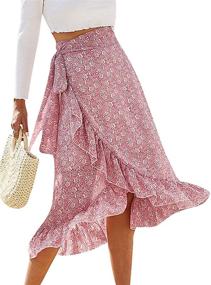 img 4 attached to ThCreasa Womens Floral Waisted Chiffon Women's Clothing in Skirts